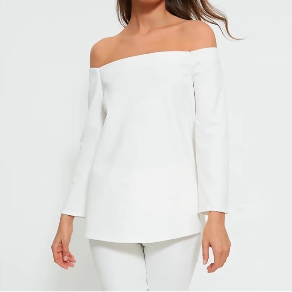 Tuckernuck White Off-the-Shoulder Long Sleeve Blouse
